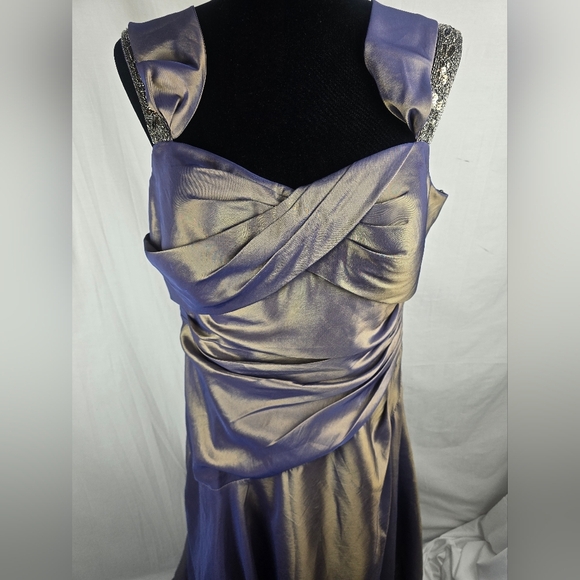 Alex Evenings Iradesent Purple & Gold Sleeveless Evening Gown W/Wrap Sz 16 - Picture 3 of 15